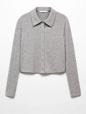 Mango Gray Button Front Sweater Cardigan Size XS NWT